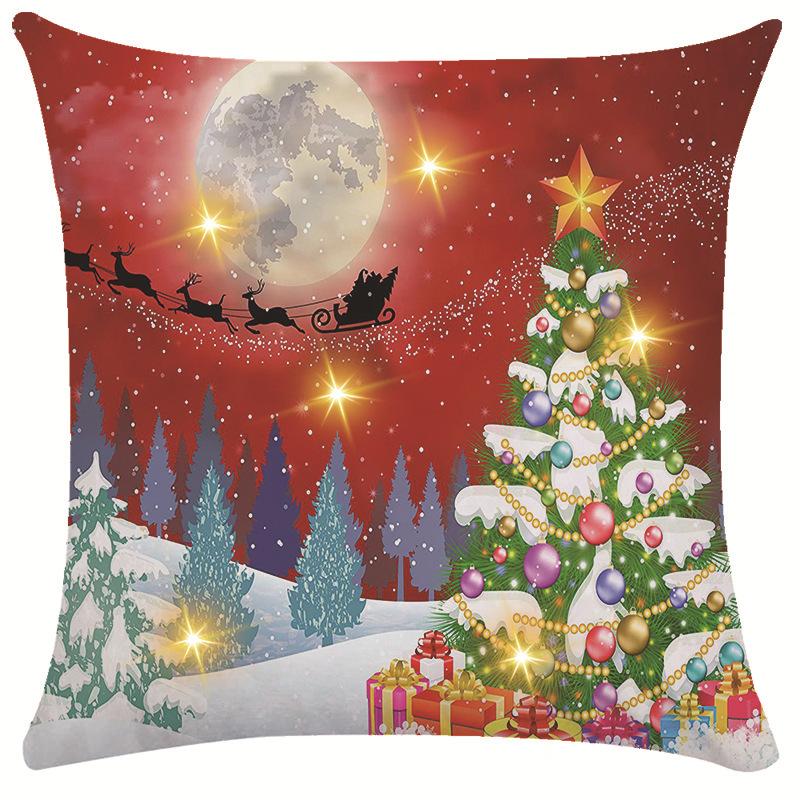 New Christmas Decorative Cushion Cover Snowman Print Cushion Cover LED Pillow Light Cushion