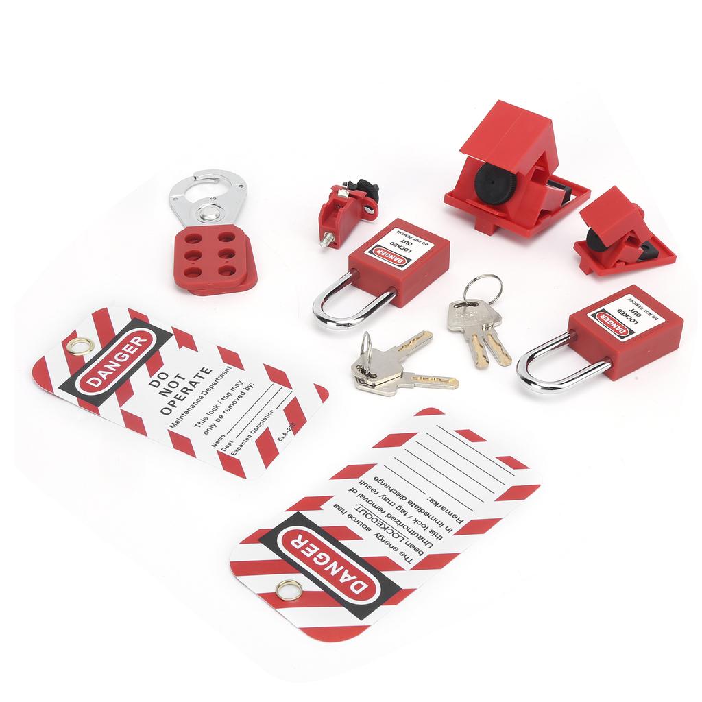 Safety Lockout Tagout Kit Lockset Fitting Tools Multifunctional Portable with Pocket Bag