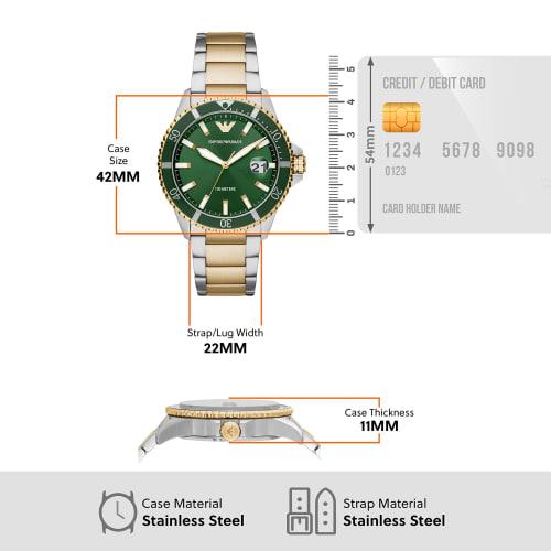 Emporio Armani Three-Hand Date Two-Tone Stainless Steel Watch with Bracelet Set