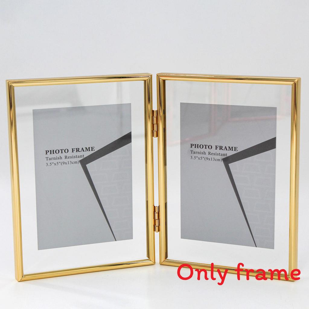 5 And 7 Inch Double Sided Transparent Fold Dual Photo Frame For Decor Home