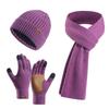 3Pcs/Set Ear Protection Women Hats Scarf Gloves Set Warm Touchscreen Gloves Knitted Hat  Outdoor