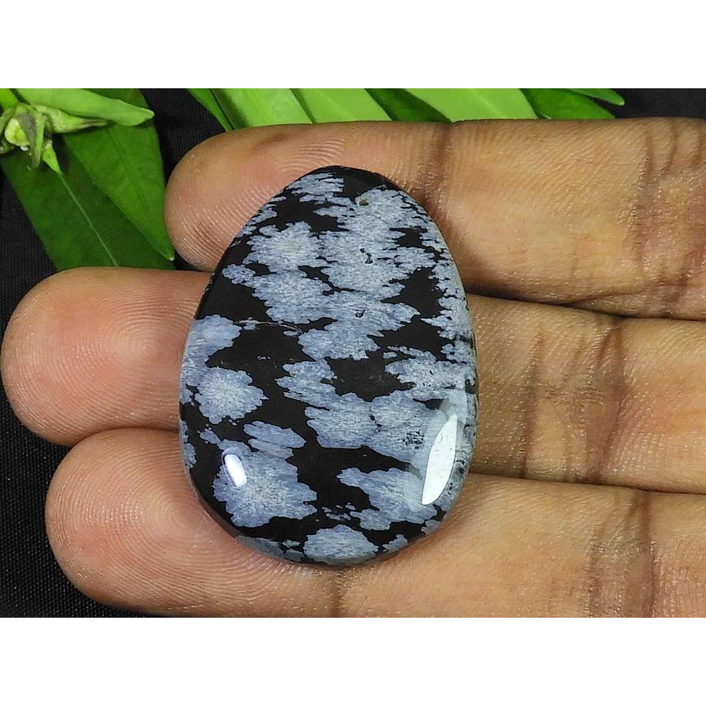 25X36X06MM натуральный снежинка обсидиан овальный кабошон россыпью драгоценный камень 50 карат. СК-3768