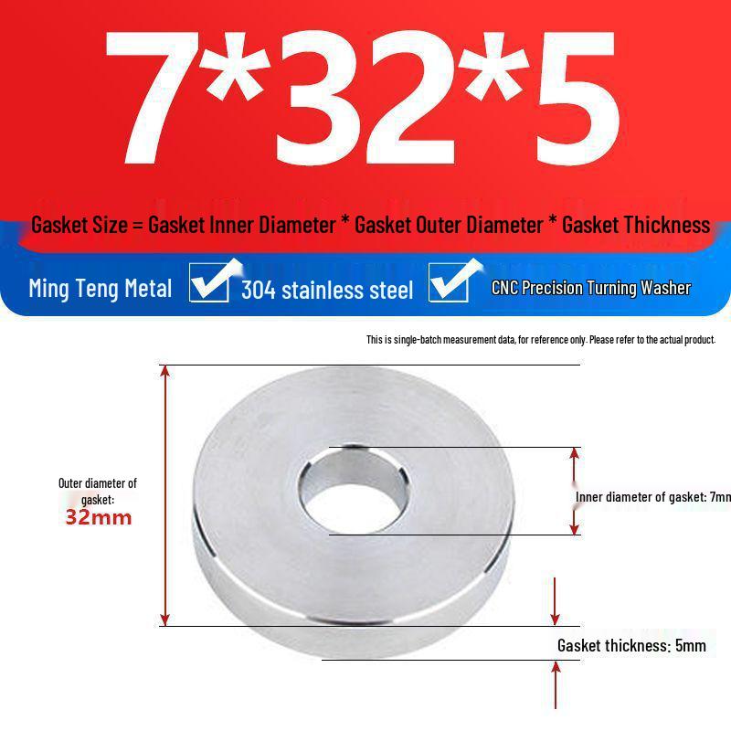 304 Stainless Steel Heavy Duty Thickened Flat Washer - Precision CNC Machined, Custom Non-standard Processing Available