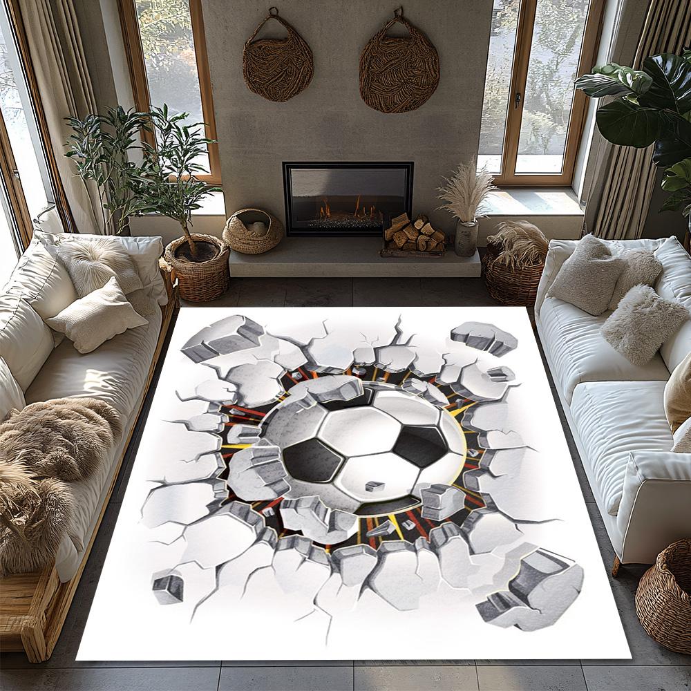Tuniu Soccer Ball Cracks Rug Non-Slip Living Room Floor Mat Decorative Carpet 140x90cm