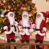 62KD Christmas Standing Santa Figurine 12Inch Multicolored Santa Dolls Holiday Decors