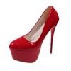 Fashion New Red Platform Heels Sexy Red Sole 16cm High Heels Wedding Shoes Naked Black Pointed Toe Red Soled Heels