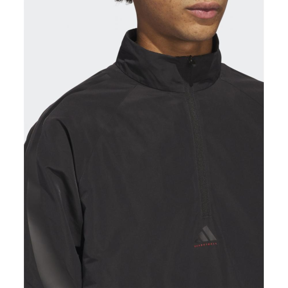 Adidas Баскетбольная тканая куртка с полумолнией, черная Iw5636