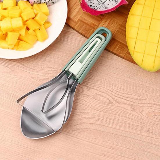 Mango Peeler Cutter Tool Stainless Steel 3-in-1 Fruit Slicer Corer Pit Remover for Watermelon Avocado Kiwi Kitchen Gadget