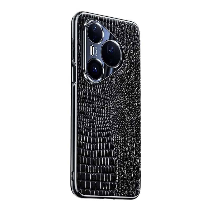 Премиальный Чехол из Натуральной Кожи Крокодила для Huawei Pura 80 Ultra/ 80 Pro/80 pro Plus/80 Магнитное Умное Окно Противоударный Чехол