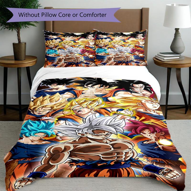3pcs Duvet Cover Set (1*Duvet Cover + 2*Pillowcase, Without Core), DRAGON BALL Print Bedding Set, Bedroom Decor, All‑Season, Birthday Gift