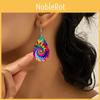 Colored Pattern Fashion Water Droplet Shaped Women Acrylic Earrings For Daily