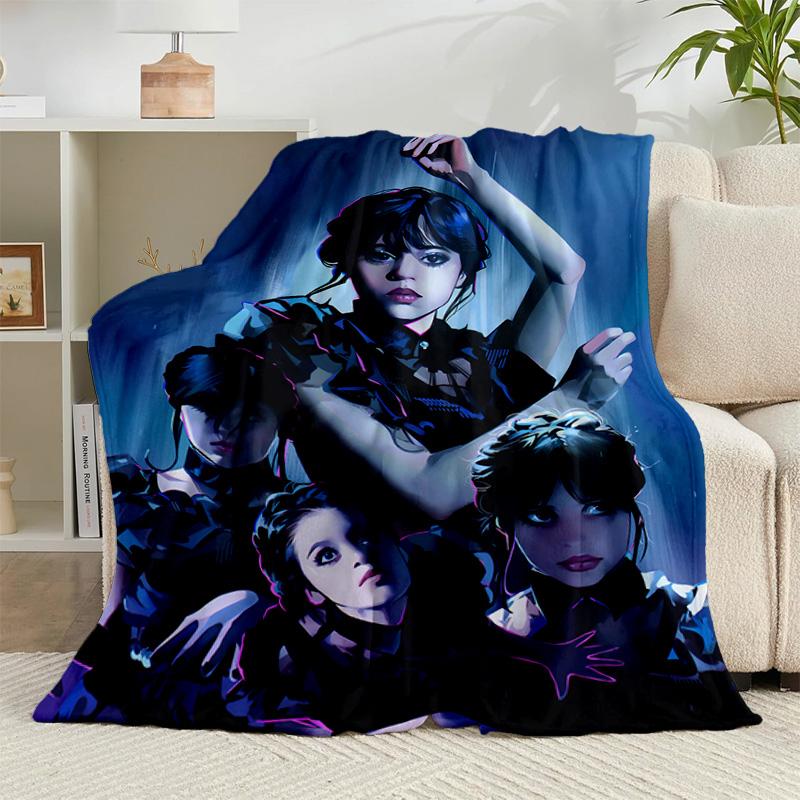 1PC Wednes-day Gothic Flannel Blanket Gift, Suitable for Both Men And Women, Soft Ideal for Beds And Sofa, Birthday Or Christmas Gift