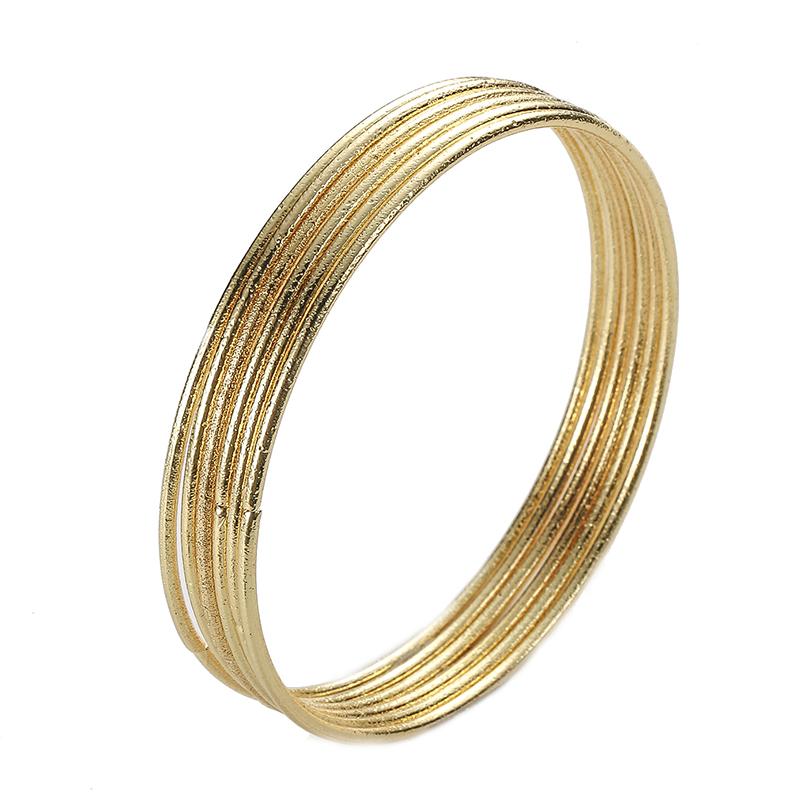 6PC/SET Fashion Gold Plated Silver Bangles Bracelets For Women 68mm Big Circle Wire Indian Bangle Jewelry Gifts