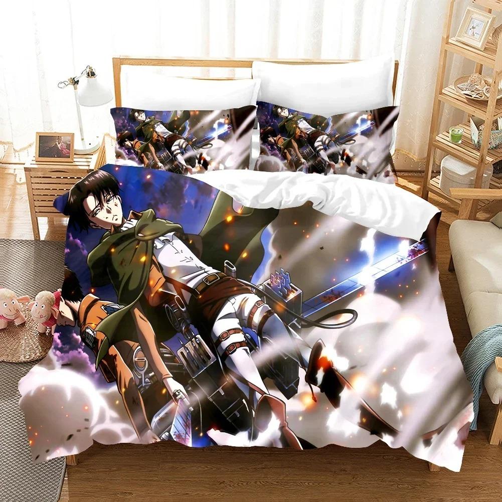 3D Printed Anime Attack On Titan AOT Bedding Set Duvet Cover Double Twin Full Queen King Adult Kids Bedclothes Quilt Cover