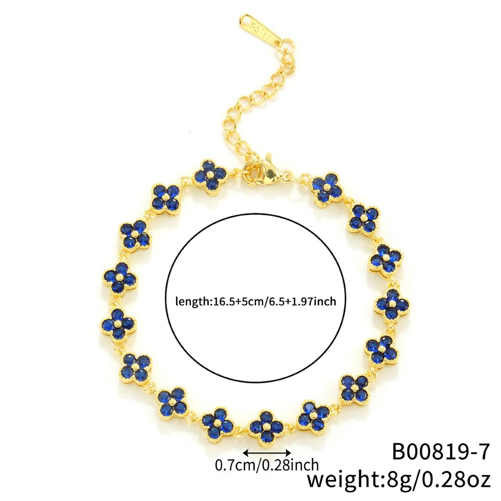 Hot-selling, four-leaf clover bracelet Shein popular color zircon European and American fashion design luxury jewelry