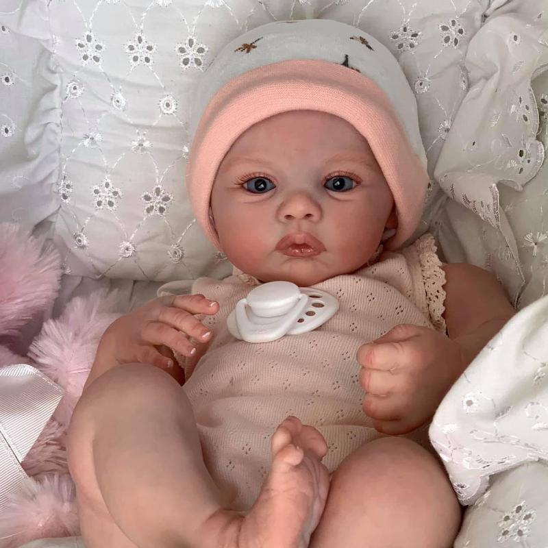 Cute 48cm Bebe Reborn Doll Meadow Lifelike 3D Painted Visible Vein Full Vinyl Emulation Doll Hand Draw Hair Princess Soft Cuddly Toddler Doll Baby Toy