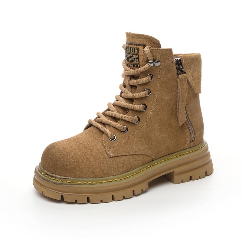 Frosted Leather Leather Martin Boots Women's Retro Locomotive European and American Short Boots British Versatile Women's Boots