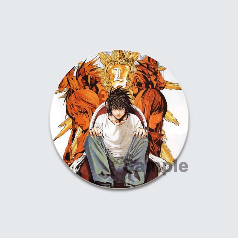 32/44/58mm Fashion Accessories Broochs Anime Death Note Cosplay Badges Round Cartoon Figure L·Lawliet Killer Yagami Pins for Backpacks Gift