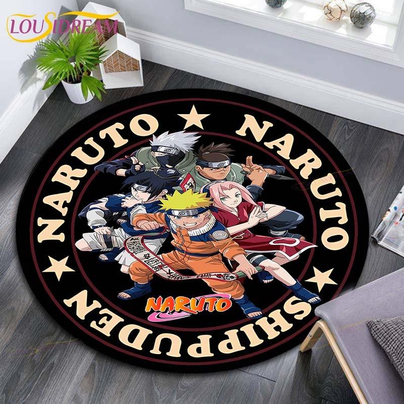 Круглые коврики с рисунком Наруто, геометрические противоскользящие напольные коврики для гостиной, декор для комнаты, домашние коврики, коврик для игр в стиле Наруто, детский коврик