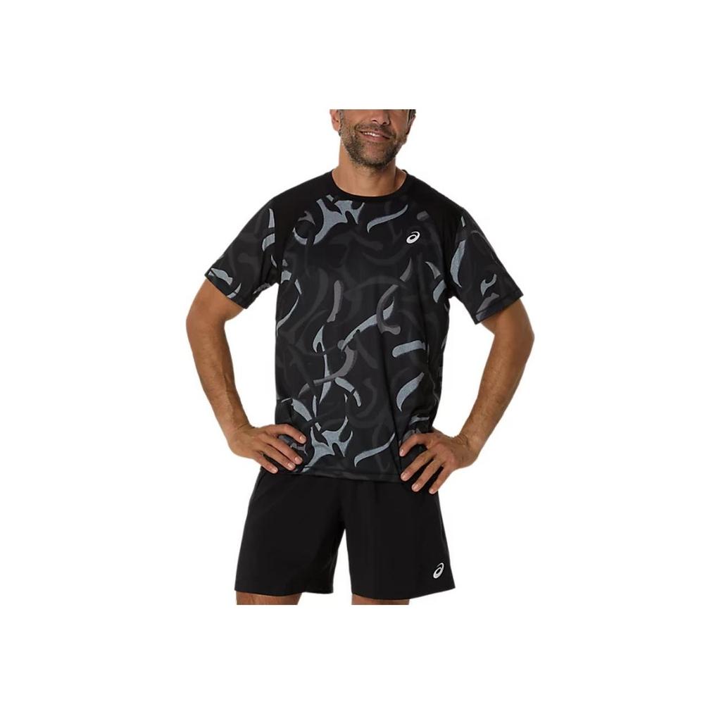 Asics SS25 Logo Running Удобная дышащая футболка с коротким рукавом для мужчин, черные 2011D092-001