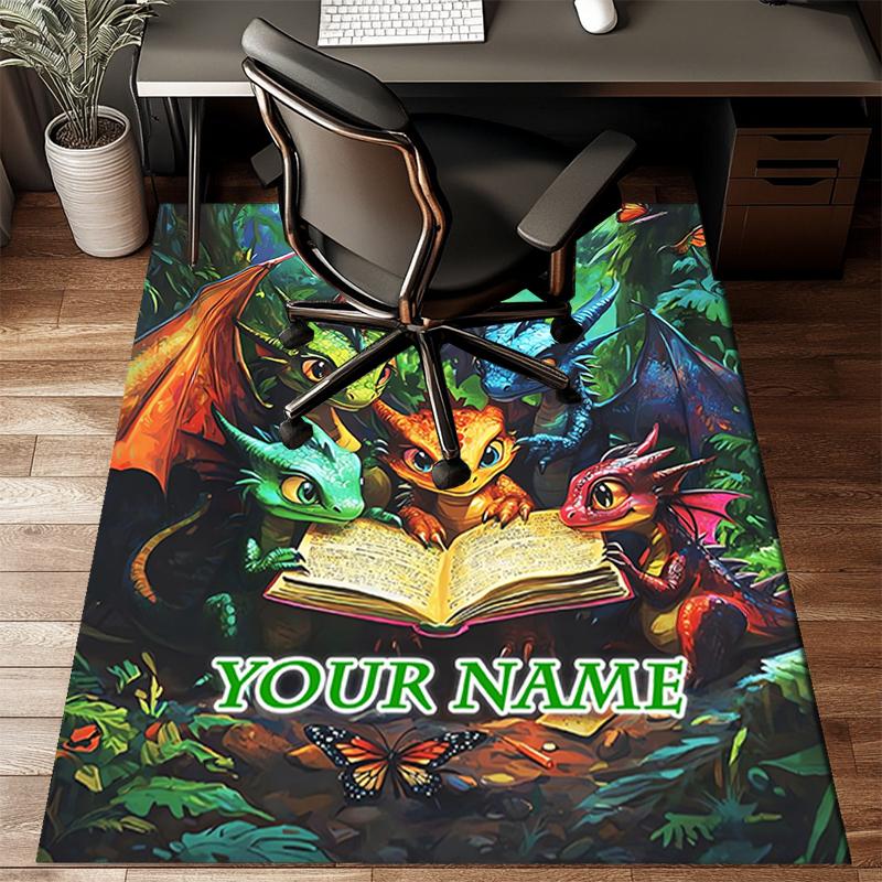 1PC Custom Name Dragons Together Theme Floor Mat Ideal for Living Room, Game Rooms, Office, Bedroom Floor Mat Playful Design