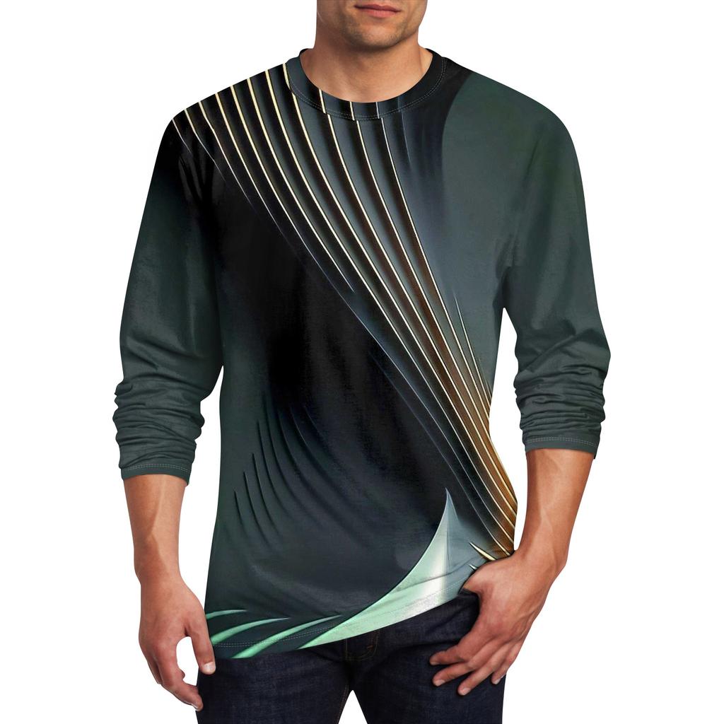 Муж. Футболка Круглый вырез Одежда Одежда На открытом воздухе Длинный рукав С принтом Модельер Винтаж