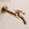 Long Garden Use Bibcock Faucet Tap Crane Antique Brass Finish Bathroom Wall Mount Washing Machine Water Faucet Taps YT-5156