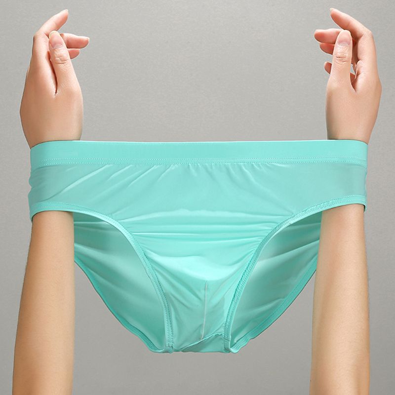 Мужские трусы из ледяного шелка, нижнее белье, бесшовные мужские дышащие трусы, мужские U-мешочки, сексуальное мужское нижнее белье, трусики