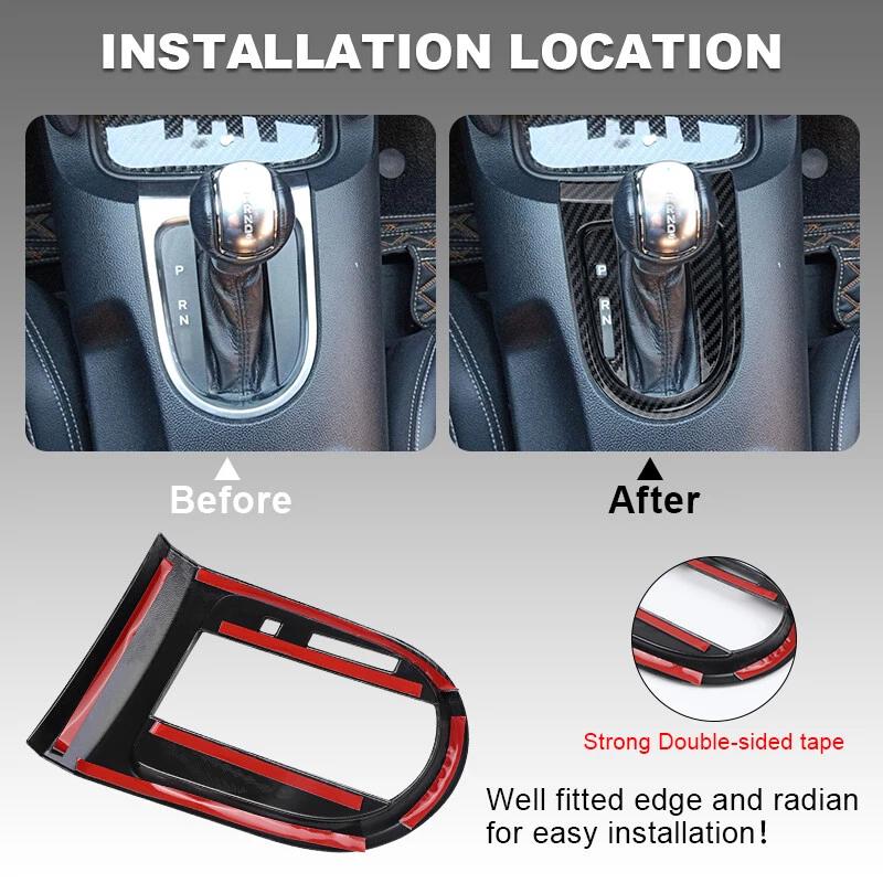 For Ford Mustang 2015+ Carbon Fiber Shift Frame Cover Plate Protection Decorative Sticker Car Interior Accessories