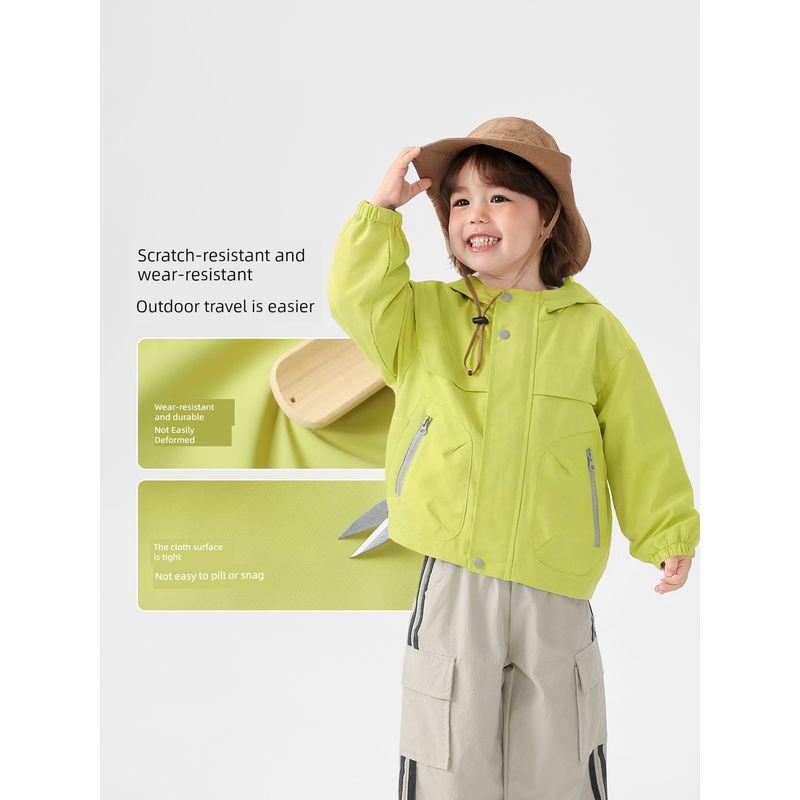 Right European Style Boys' Outdoor Windbreaker Children's Spring and Autumn Waterproof Hooded Jacket 2026 New Children's Clothing Baby Clothes