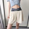 Брюки с высокой талией и пятью точками. Женская летняя корейская версия коротких свободных и узких шорт с широкими штанинами.