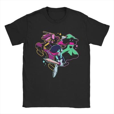 Игровые футболки Deltarune Kris Ralsei Susie для мужчин Повседневная футболка с коротким рукавом и круглым вырезом 100% хлопок Классические топы