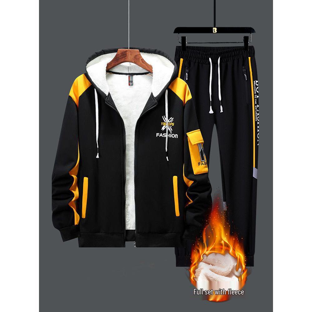 Fleece-Lined Boys' Hoodie - Thick Winter Jacket for Teenagers, Perfect for Autumn Sports and School