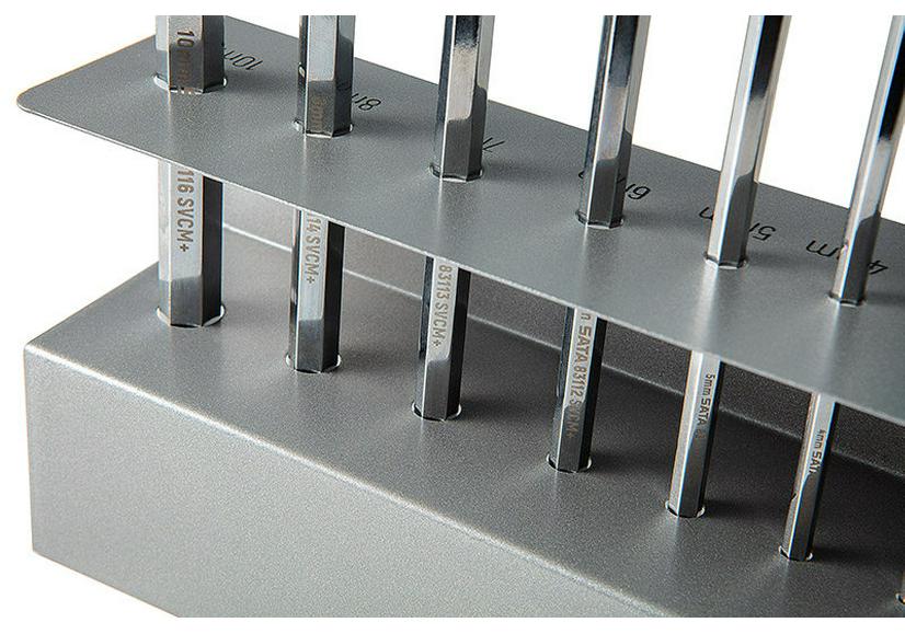 Набор шестигранных ключей SATA из 9 предметов: Шестигранный ключ с Т-образной ручкой и шаровым наконечником 09117 и L-образный ключ с плоским наконечником 09118, размеры 1,5-10 мм.