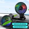 Dual Head Car Fan USB Powered with LED Lights Electric Car Fan 3 Speeds Adjustable Powerful Cooling Fan Multi-Angle Rotation