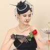 Yousheng Top Hat Hair Accessories Faux Pearls Feather Flower Veil Decor Dance Headdress Fascinator Headpiece Fashion Accessory