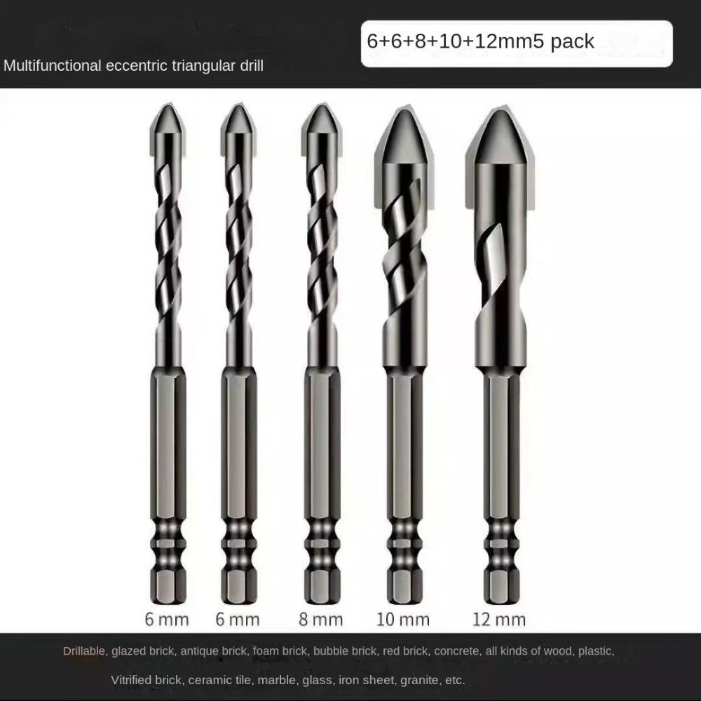 Высокопрочное эксцентриковое сверло с косой головкой, многофункциональное треугольное сверло для плитки, набор сверл, инструменты с шестигранным хвостовиком