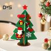 Felt Christmas Tree Mini Xmas Desktop Figurine DIY Tree Set with Santa Snowflake Cane Accessories for Toddlers