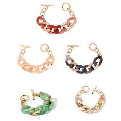 Двухцветная ручная цепочка, браслет-бенгл из смолы конфетного цвета, модное украшение, подарок на День матери для женщин, осенне-зимний аксессуар