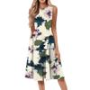 Женское повседневное модное платье миди с цветочным принтом и круглым вырезом без рукавов
