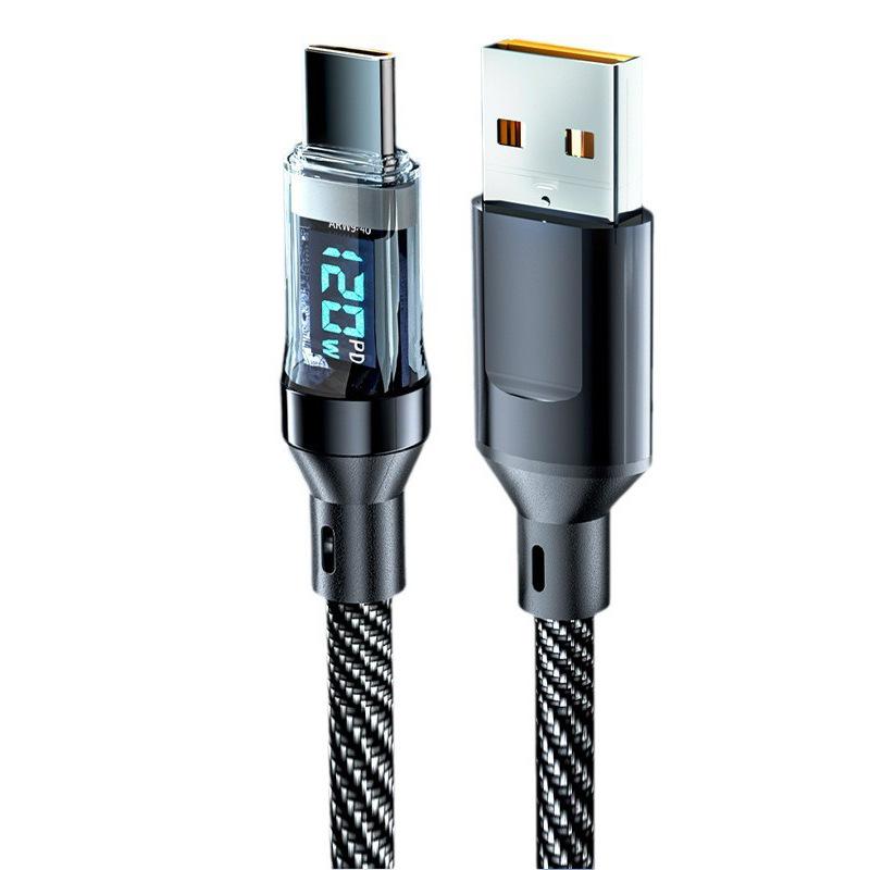 120 Вт светодиодный цифровой дисплей быстрая зарядка USB-кабель типа C для Samsung Xiaomi Huawei быстрая зарядка шнур для передачи данных