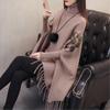 Pullover Sweater 2022 New High Collar Tassel Sweater Women Medium Long Korean Loose Cape Coat Knitted Bat Sweater Female Tops