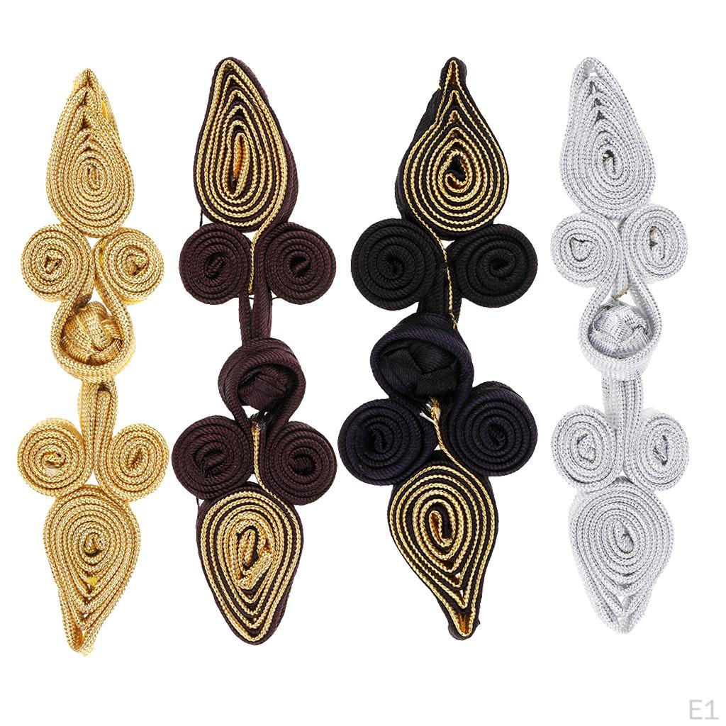 10 Pairs Beaded Chinese Frog Closure Buttons Knot Fasteners for DIY Sewing Craft