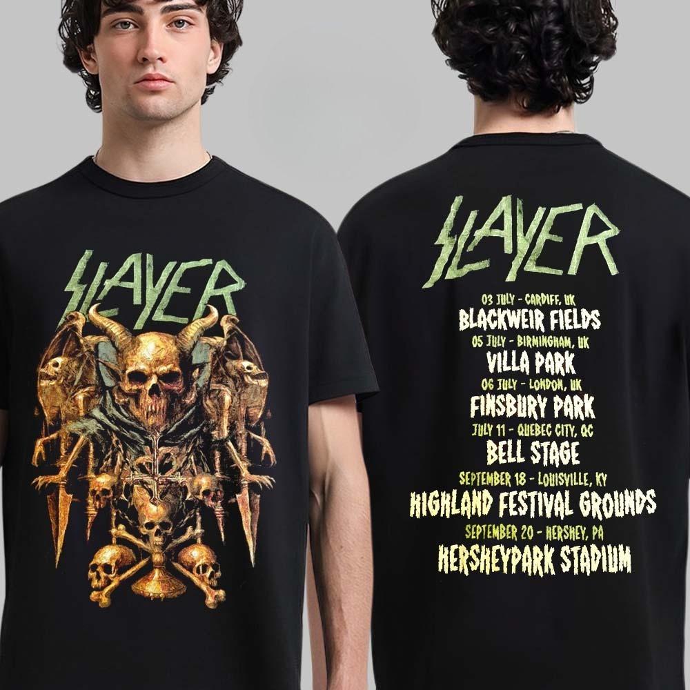 Rare Slayer Farewell Tour Merch Skull Throne Art with Tour Dates Two Sided Tee High-end Luxury Is for Both Men and Women Top Y2k