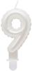 Candle Number 9 Nine Pearl White 7cm