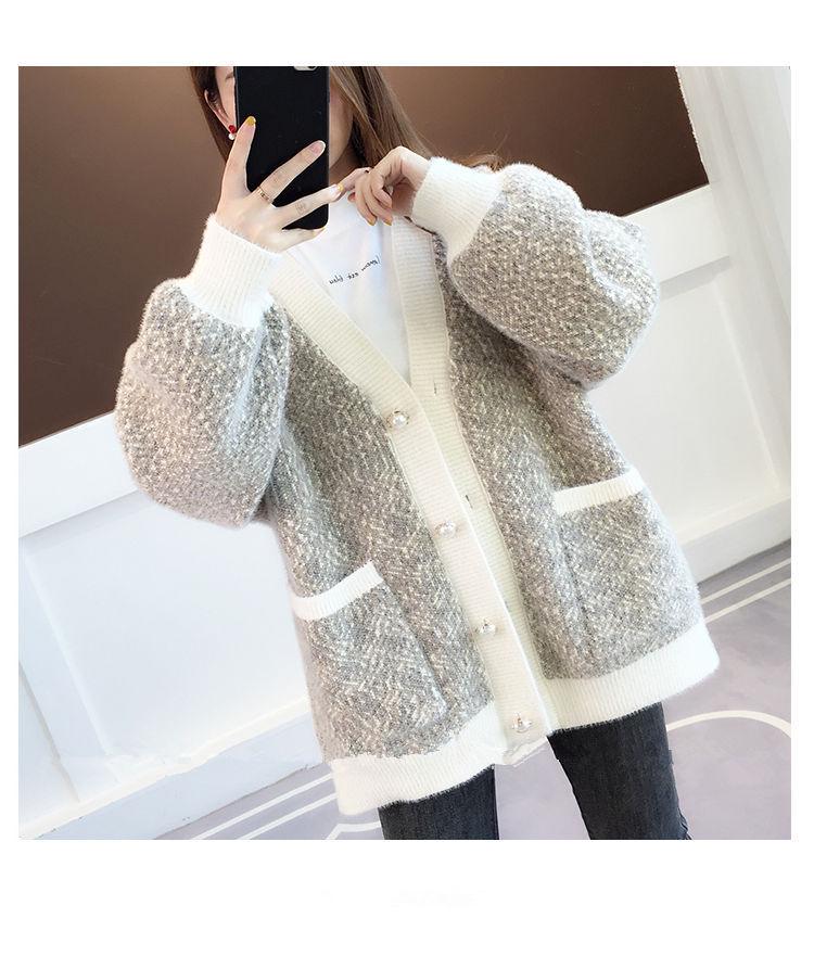 Autumn 2025 Thick Knit Women's Cardigan - Loose, Lazy Style