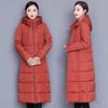 Women's Plus Size Winter Slim Medium Long Down Jacket Coat Solid Colour Warm Outerwear
