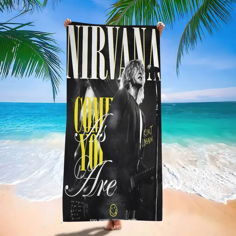 Rock Band A-N-Nirvana Пляжное полотенце Цветные банные полотенца для девочки Микрофибра Быстросохнущее Песочное полотенце Пляж Йога Спа Тренажерный зал Бассейн