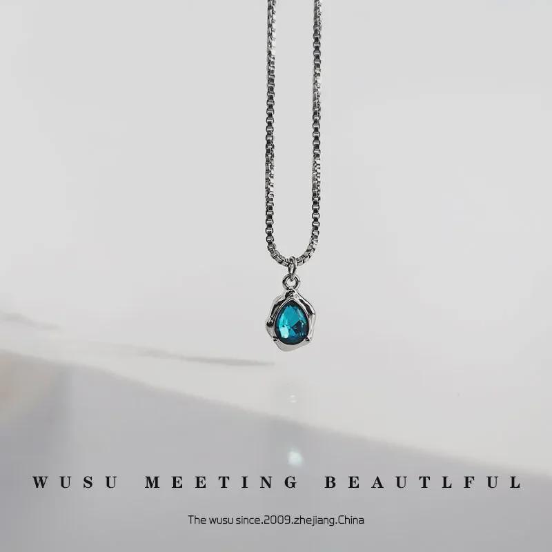 Элегантное женское ожерелье Glacier Blue Water Drop — универсальный, изысканный и высококлассный дизайн на ключице
