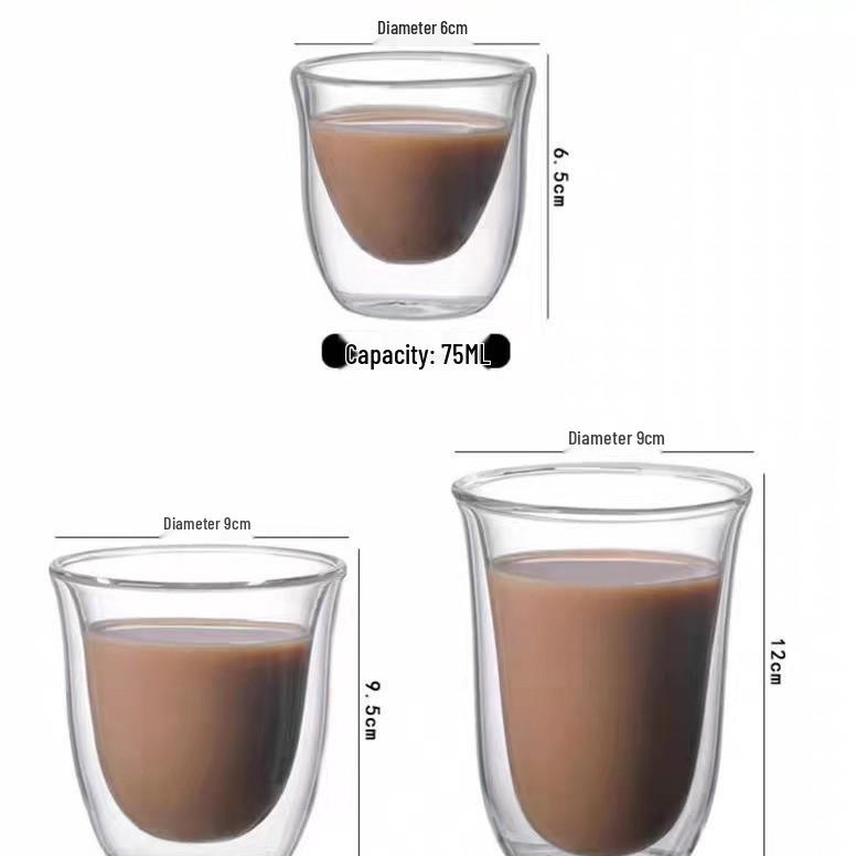 Double-Layer Insulated Glass Cup - Coffee, Milk & Water Transparent Cup